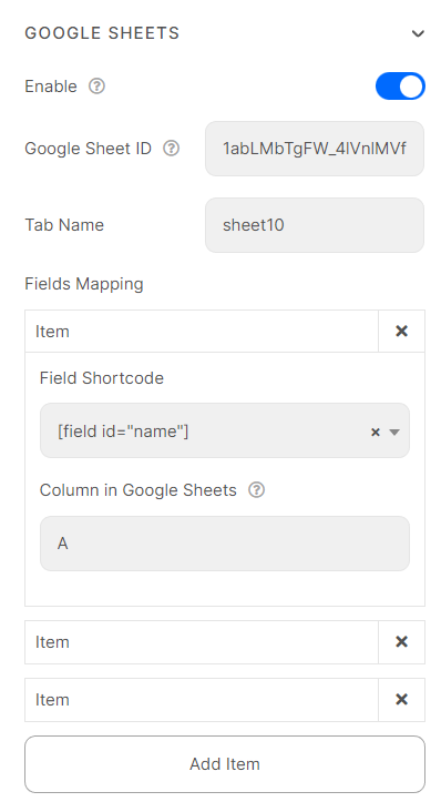 google sheets connector 2