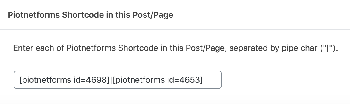 piotnetforms shortcode in post