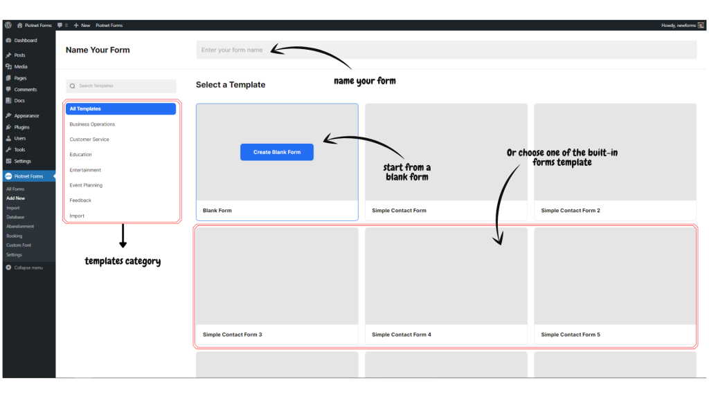 Create your first form - Piotnet Forms